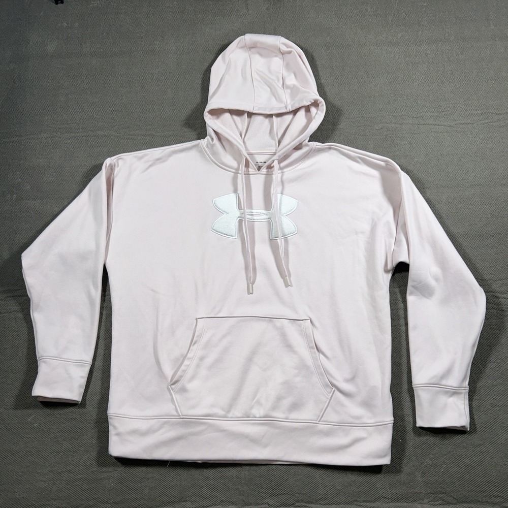 Under Armour Hoodie Womens XL Light Pink Loose Coldgear Pullover